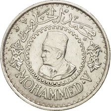 Coin, Morocco, Mohammed V, 500 Francs, 1956, Paris, AU(50-53), Silver, KM:54