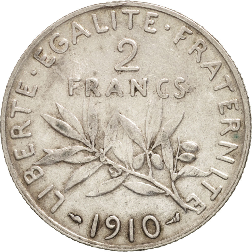 Coin, France, Semeuse, 2 Francs, 1910, Paris, EF(40-45), Silver, KM:845.1