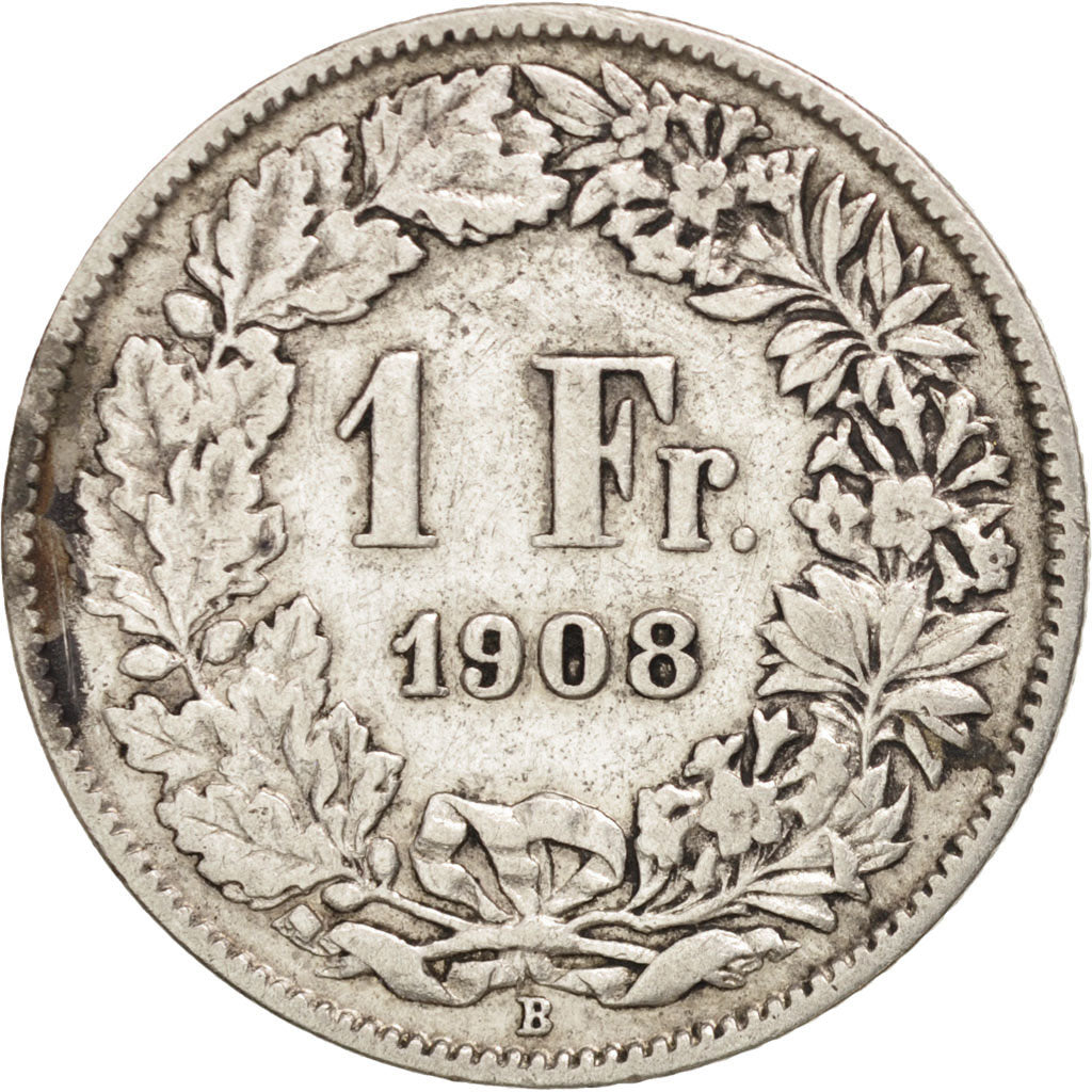Coin, Switzerland, Franc, 1908, Bern, VF(30-35), Silver, KM:24