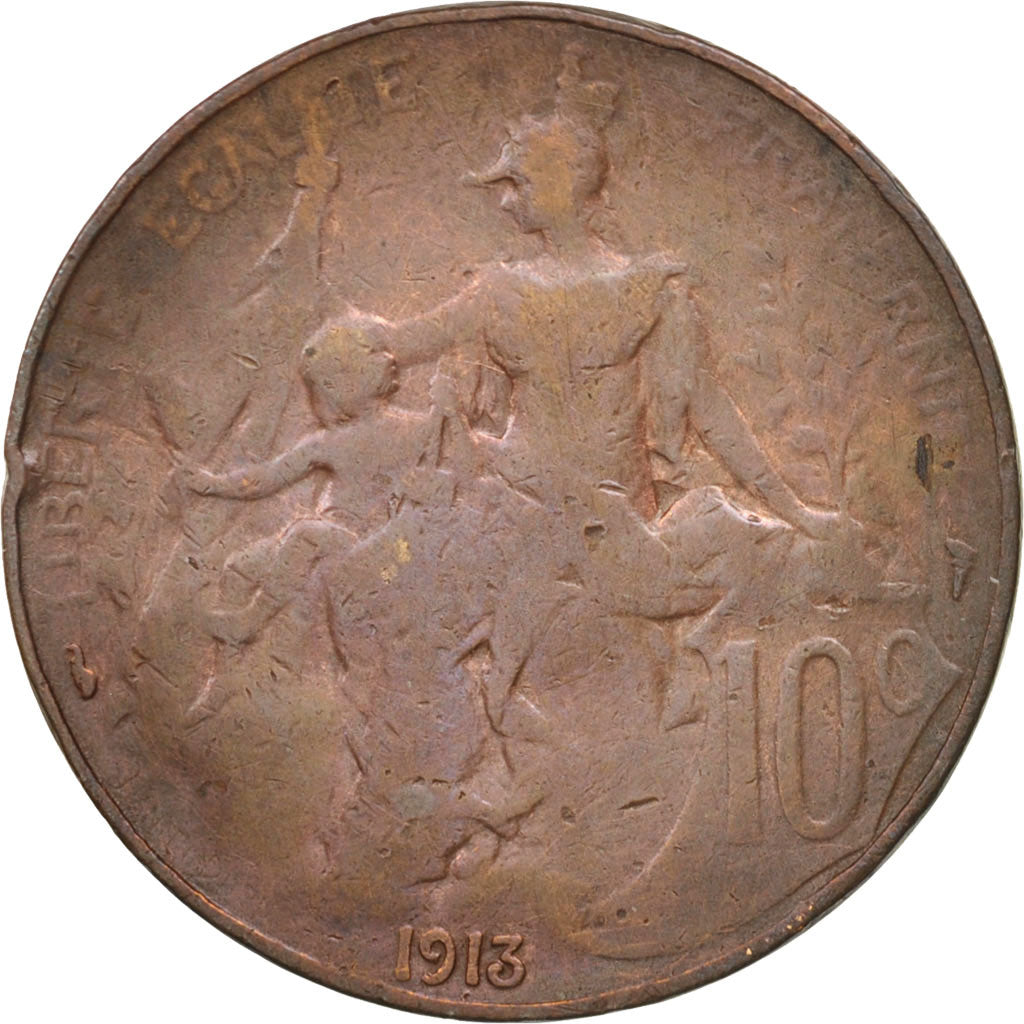 Munten, Frankrijk, Dupuis, 10 Centimes, 1913, Paris, ZF, Bronze, KM:843