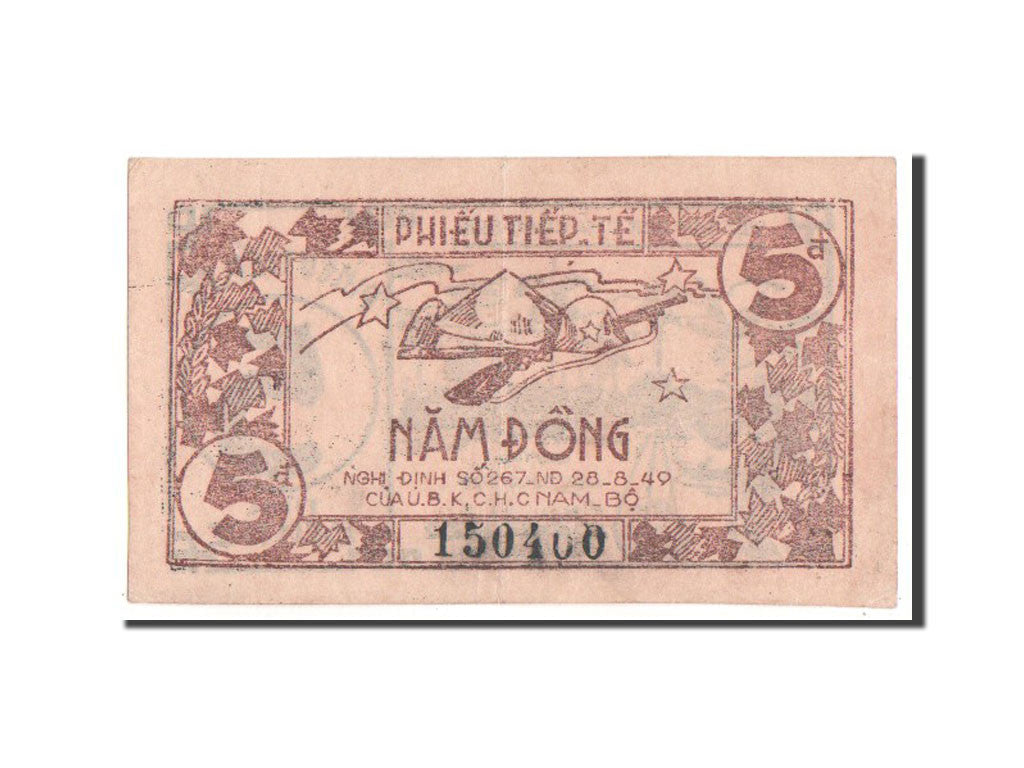 Banknot, Wietnam, 5 Dông, 1949, EF(40-45)