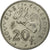 Moneda, Nueva Caledonia, 20 Francs, 1970, Paris, MBC+, Níquel, KM:6