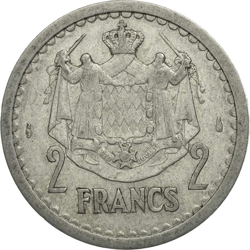 Münze, Monaco, Louis II, 2 Francs, 1943, SS, Aluminium, KM:121, Gadoury:MC 133