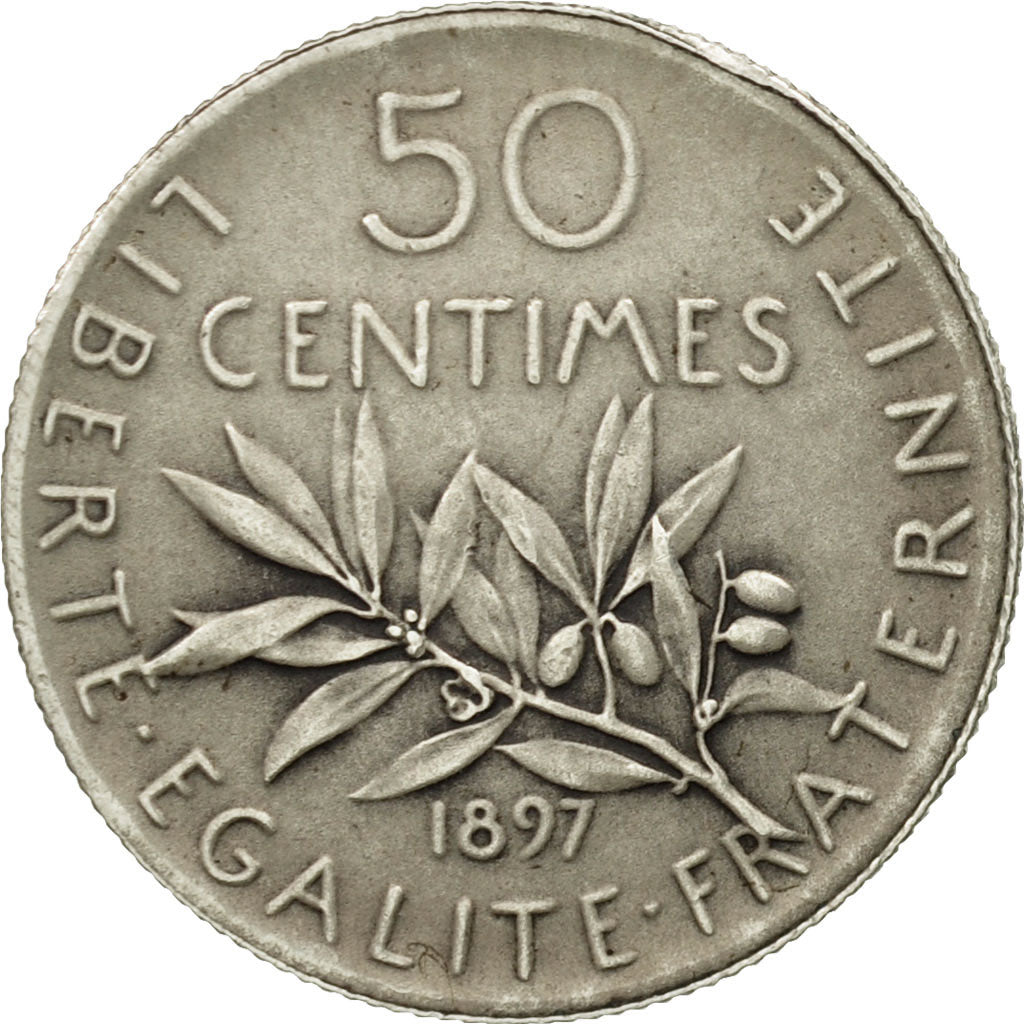 France, 50 Centimes, Semeuse, 1897, Paris, Flan mat, Argent, TTB+, Gadoury:420
