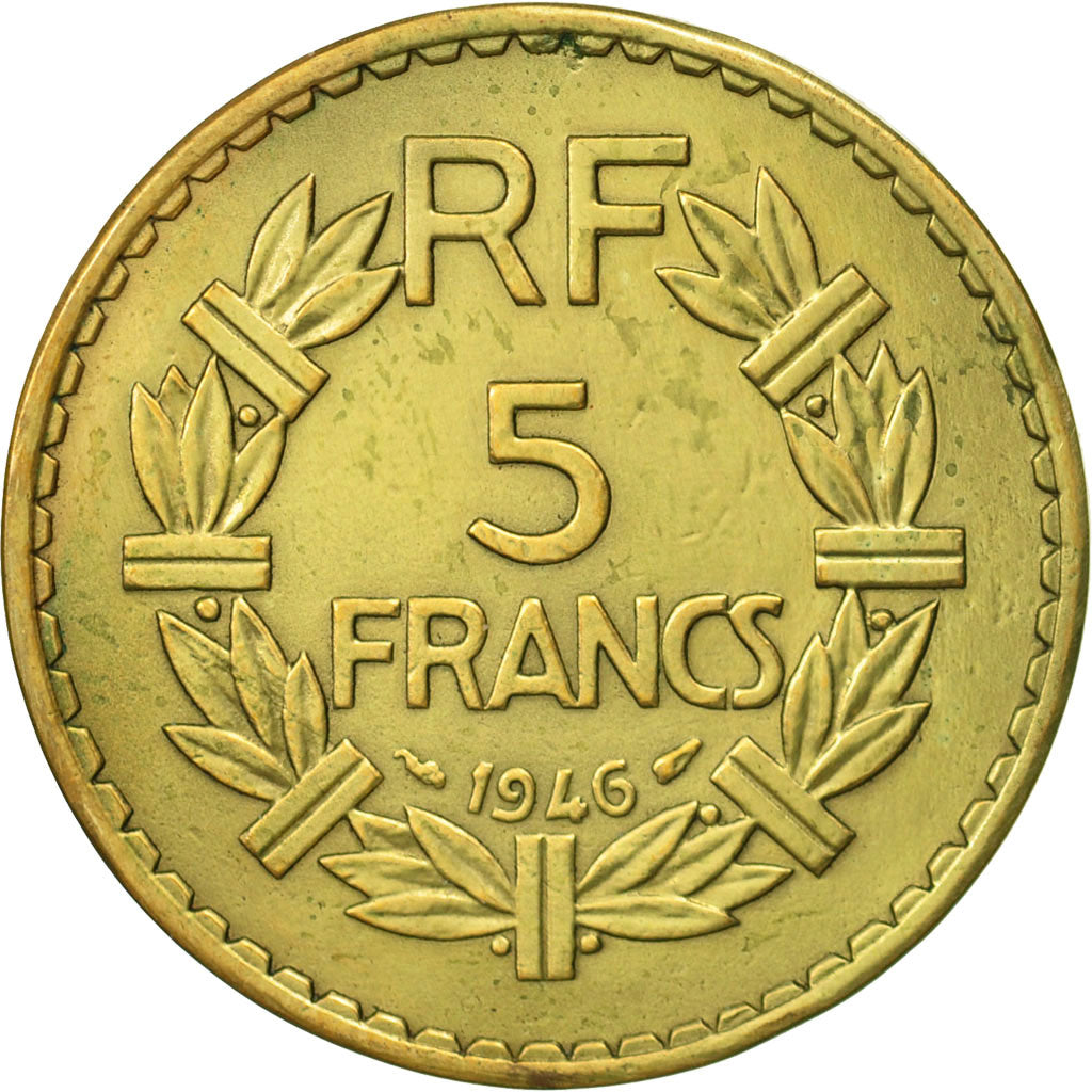 Coin, France, Lavrillier, 5 Francs, 1946, EF(40-45), Aluminum-Bronze, KM:888a.2