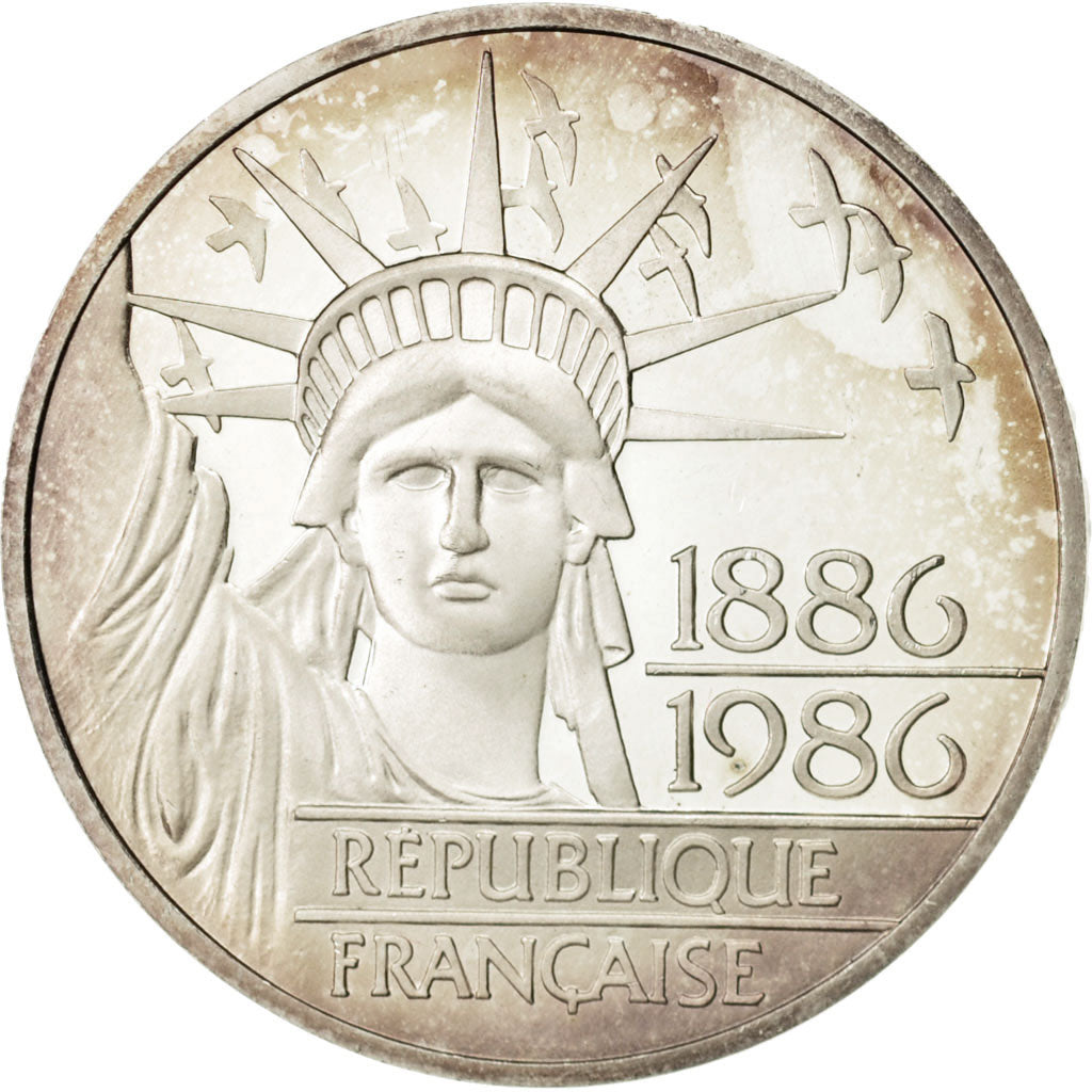 Coin, France, Statue de la Liberté, 100 Francs, 1986, MS(60-62), Silver