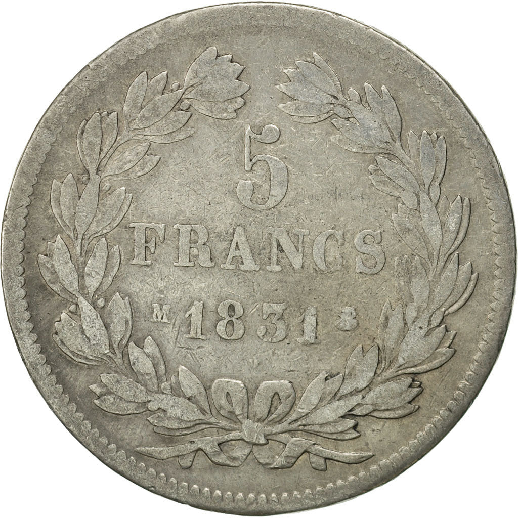 Monnaie, France, Louis-Philippe, 5 Francs, 1831, Toulouse, TB, Argent, KM:745.9