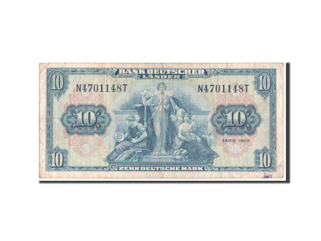 Billet, République fédérale allemande, 10 Deutsche Mark, 1949, TB+