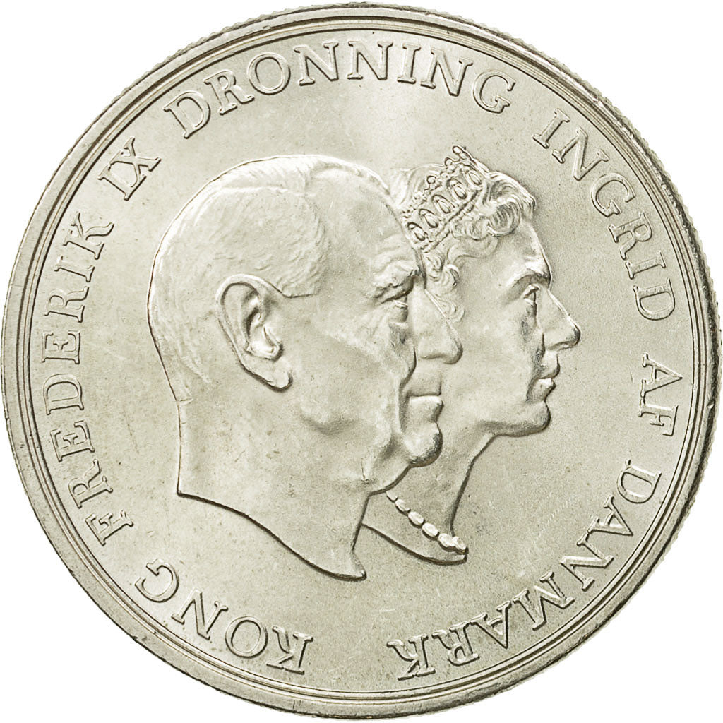 Coin, Denmark, Frederik IX, 5 Kroner, 1960, Copenhagen, MS(63), Silver, KM:852