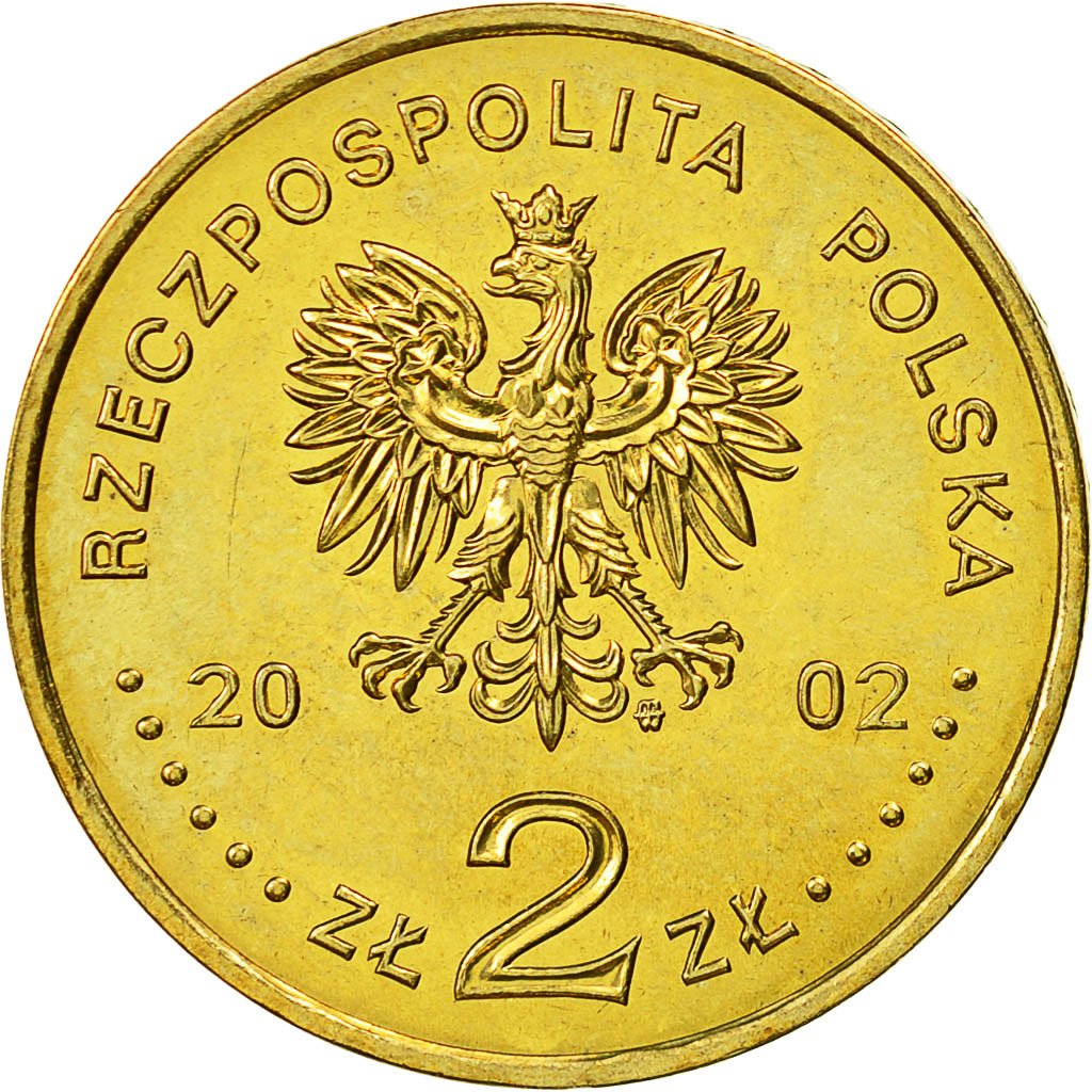 Coin, Poland, 2 Zlote, 2002, Warsaw, AU(55-58), Brass, KM:440
