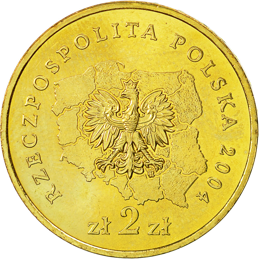 Moneda, Polonia, 2 Zlote, 2004, Warsaw, EBC, Latón, KM:491