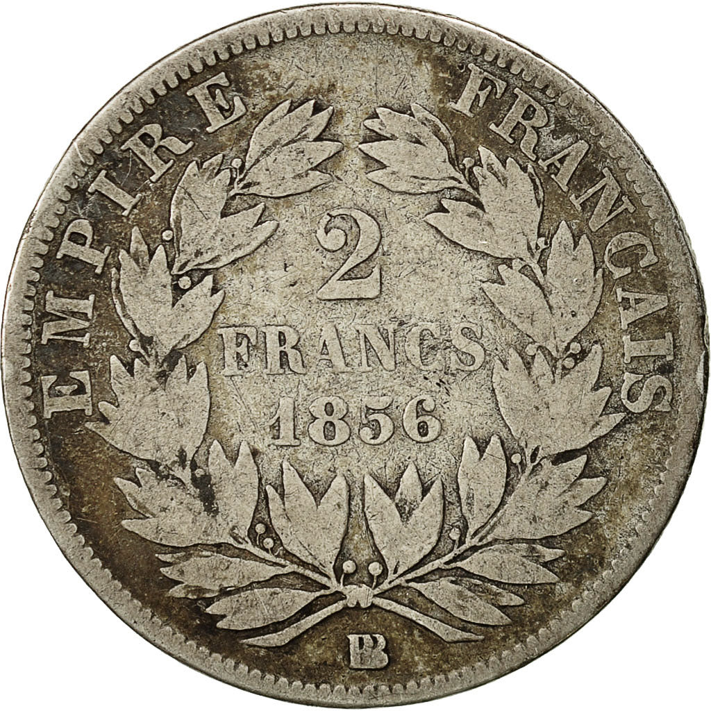 Coin, France, Napoleon III, Napoléon III, 2 Francs, 1856, Strasbourg, F(12-15)