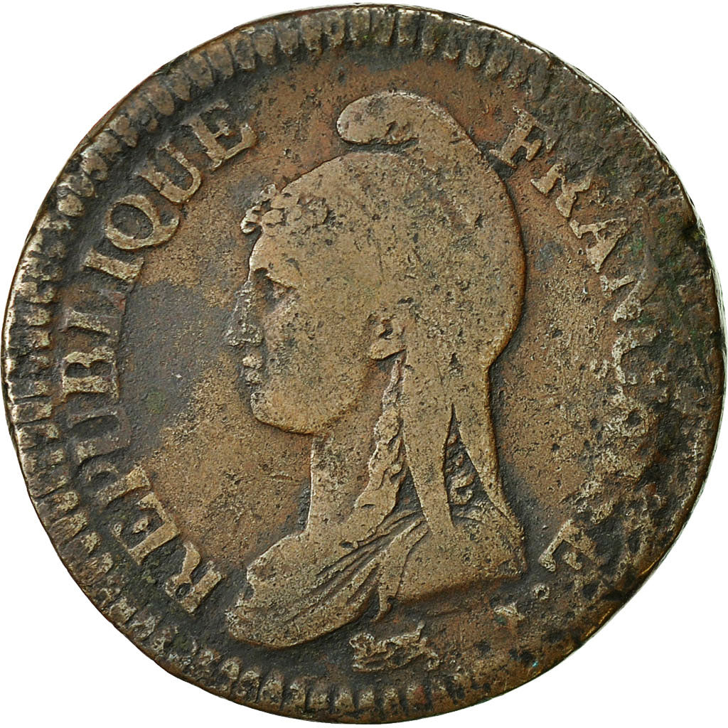 France, 2 Décimes, Dupré, AN 4, Paris, Bronze, TB+, Gadoury:300, KM:638.1
