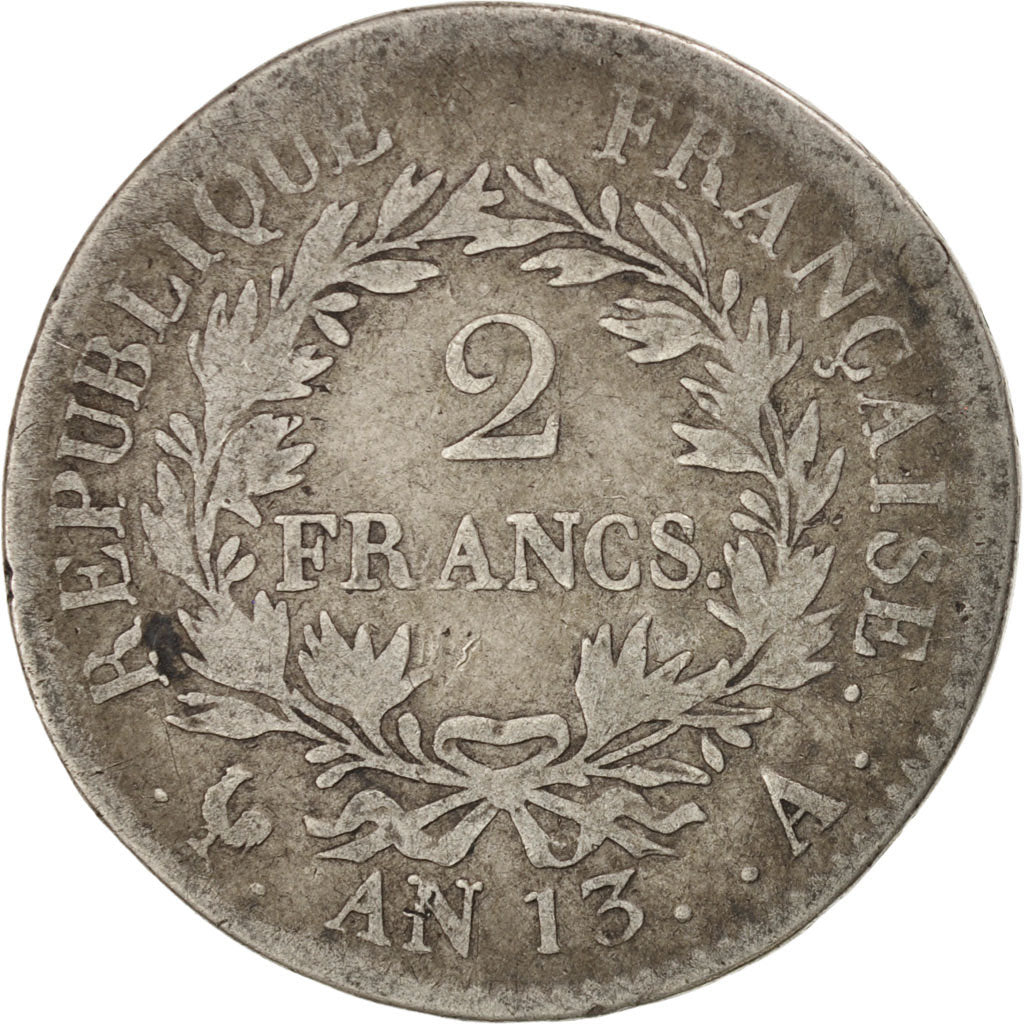 Münze, Frankreich, Napoléon I, 2 Francs, 1804, Paris, S, Silber, KM:658.1