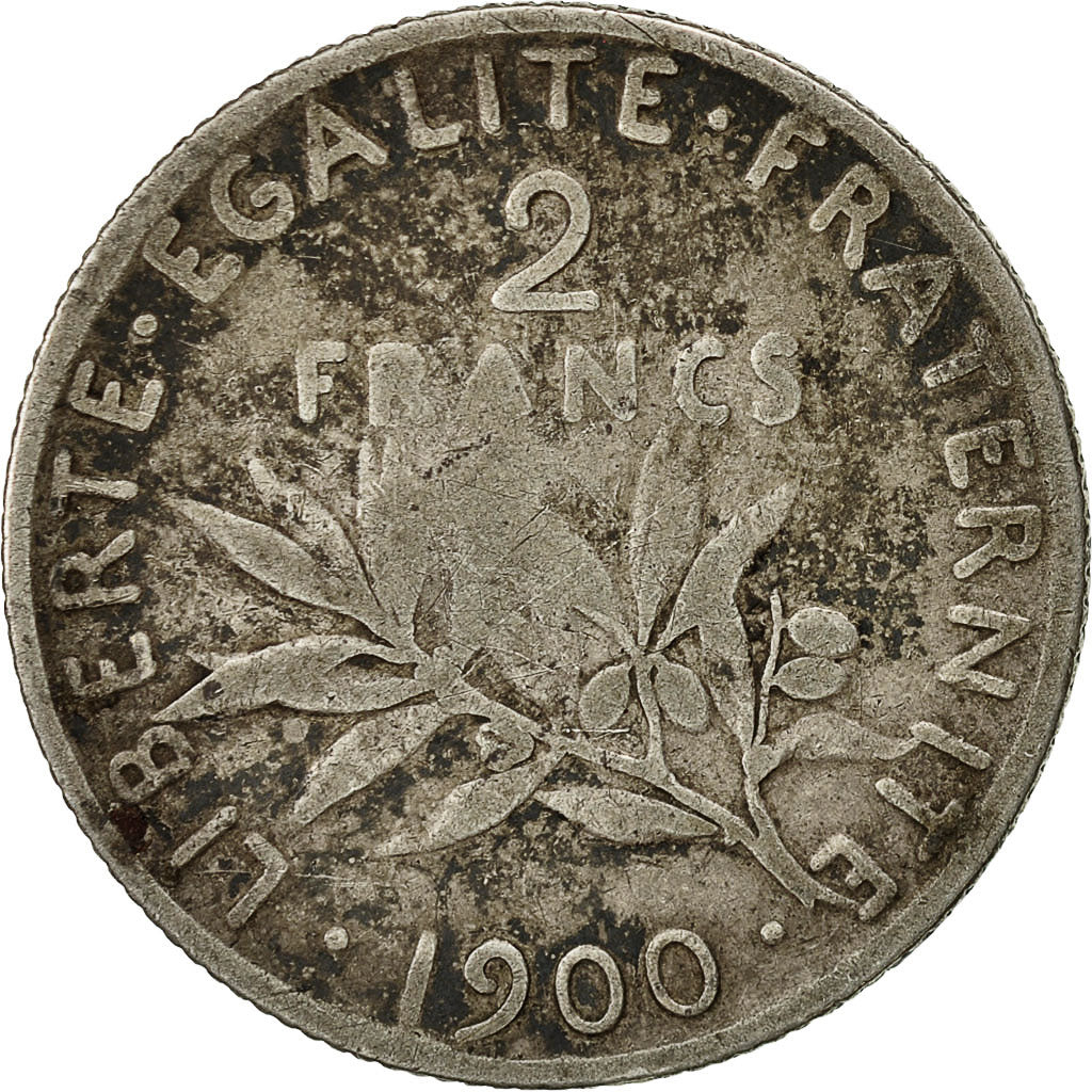 Coin, France, Semeuse, 2 Francs, 1900, Paris, VF(20-25), Silver, KM:845.1