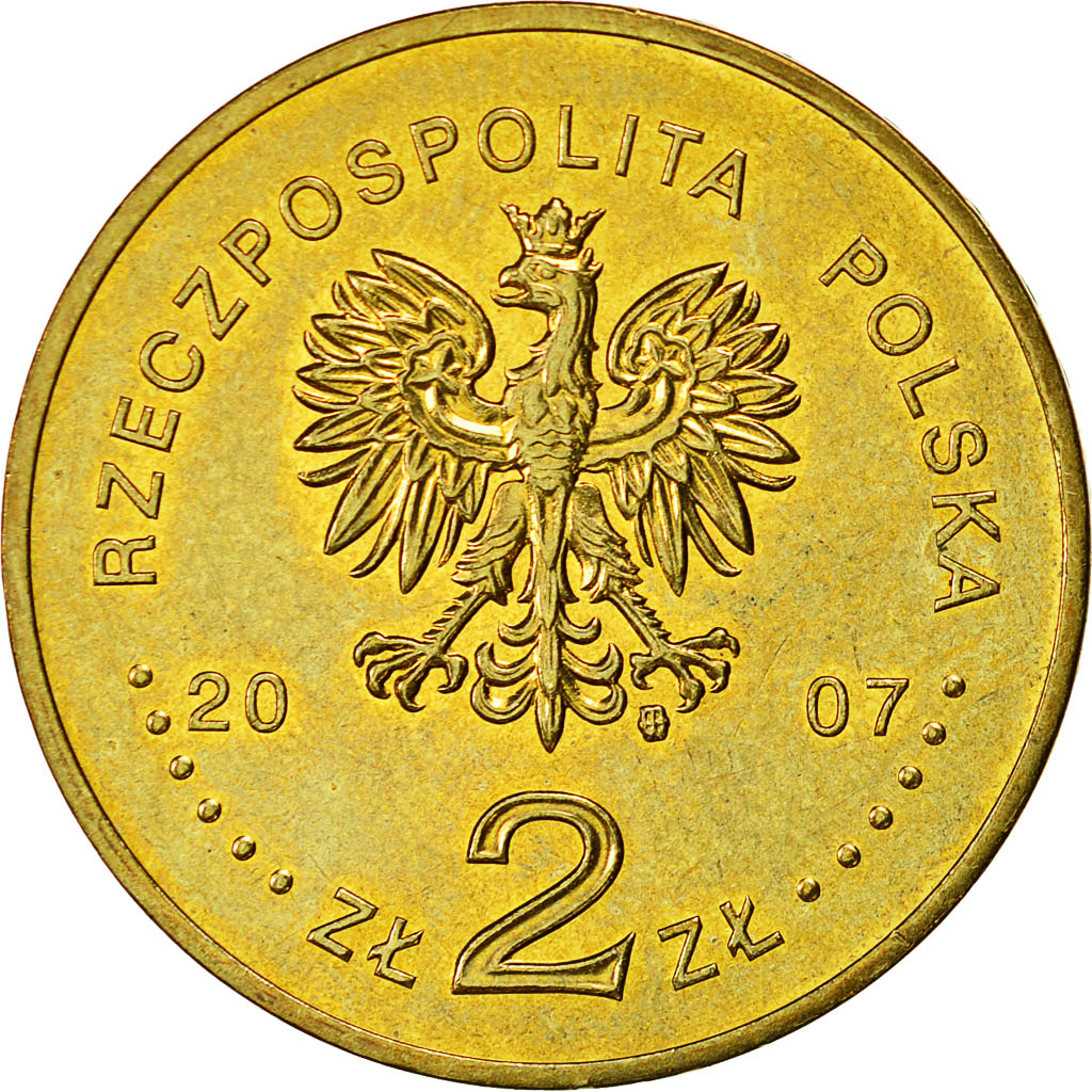 Moneda, Polonia, 2 Zlote, 2007, Warsaw, EBC+, Latón, KM:594