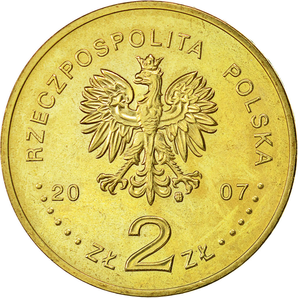 Coin, Poland, 2 Zlote, 2007, Warsaw, MS(60-62), Brass, KM:610