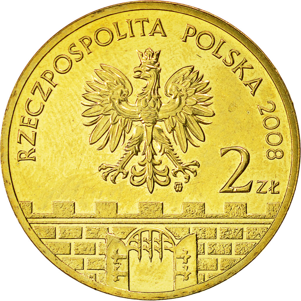 Moneda, Polonia, 2 Zlote, 2008, Warsaw, EBC+, Latón, KM:628