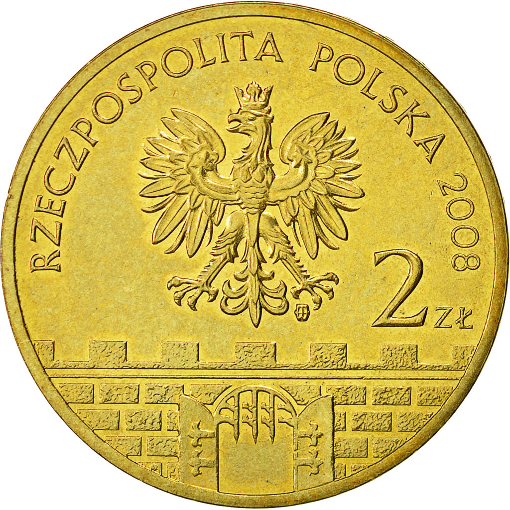 Coin, Poland, 2 Zlote, 2008, Warsaw, MS(60-62), Brass, KM:631