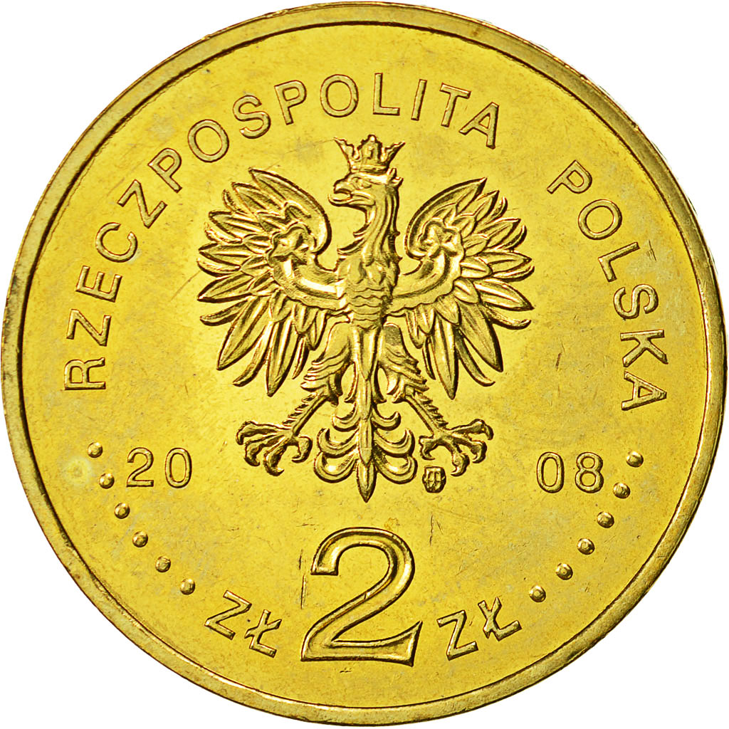 Moneda, Polonia, 2 Zlote, 2008, Warsaw, EBC+, Latón, KM:629