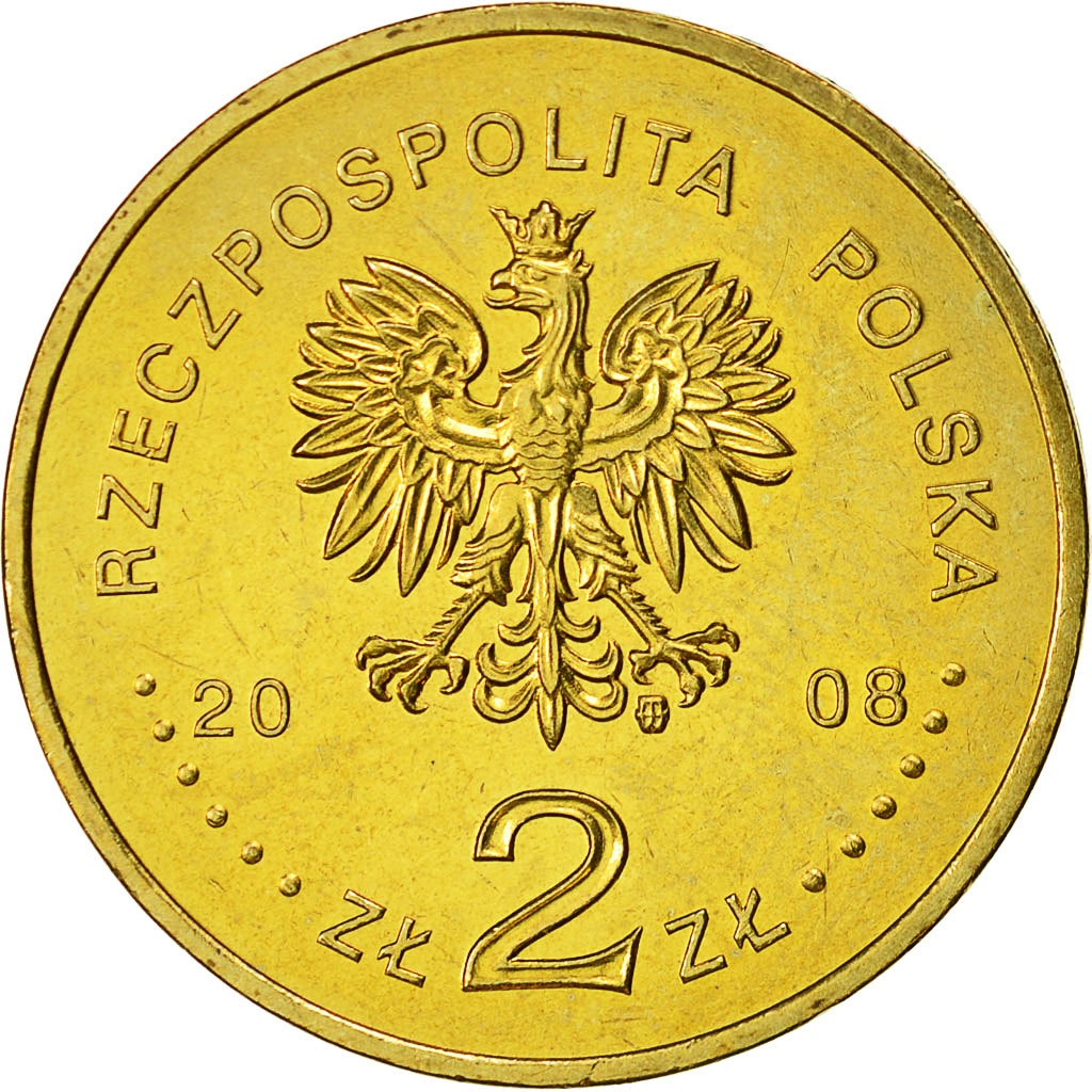 Moneda, Polonia, 2 Zlote, 2008, Warsaw, EBC+, Latón, KM:633