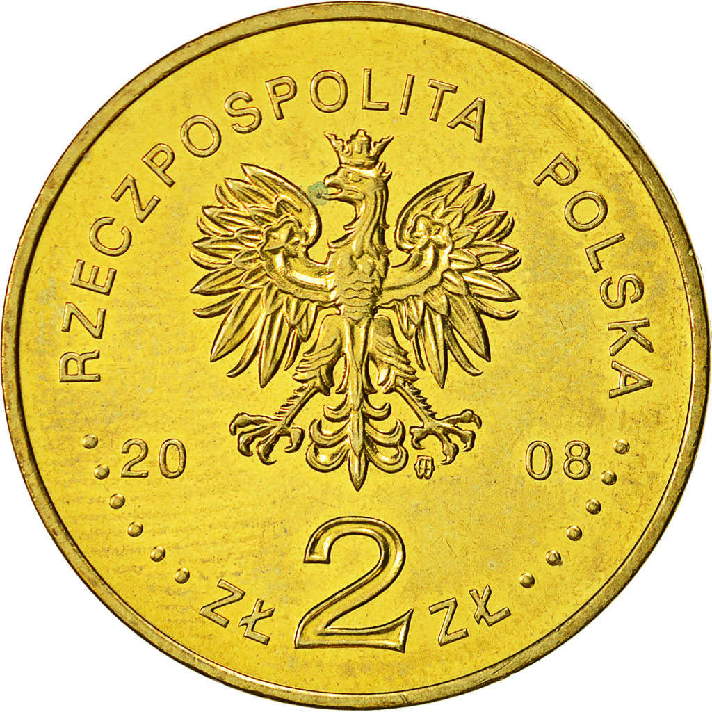 Moneda, Polonia, 2 Zlote, 2008, Warsaw, EBC+, Latón, KM:650