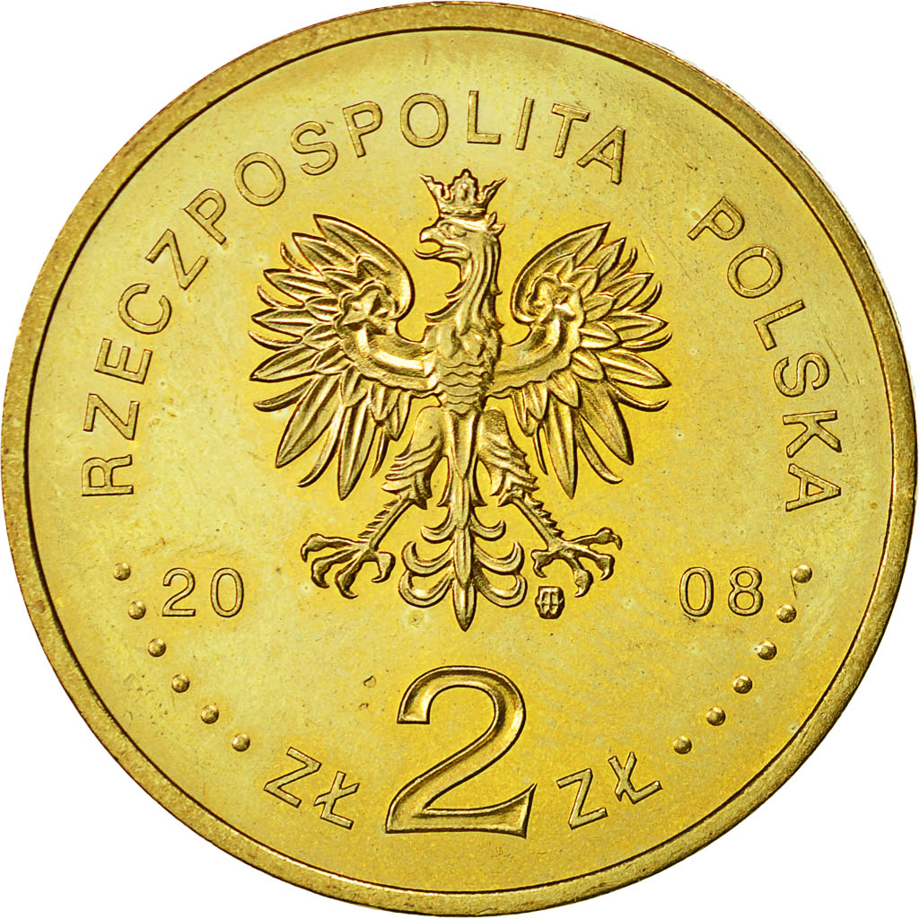 Moneda, Polonia, 2 Zlote, 2008, Warsaw, EBC+, Latón, KM:659