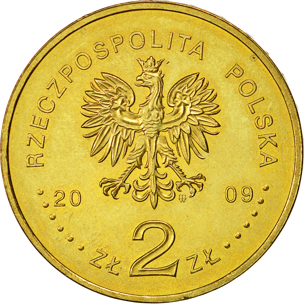 Coin, Poland, 2 Zlote, 2009, Warsaw, MS(60-62), Brass, KM:690