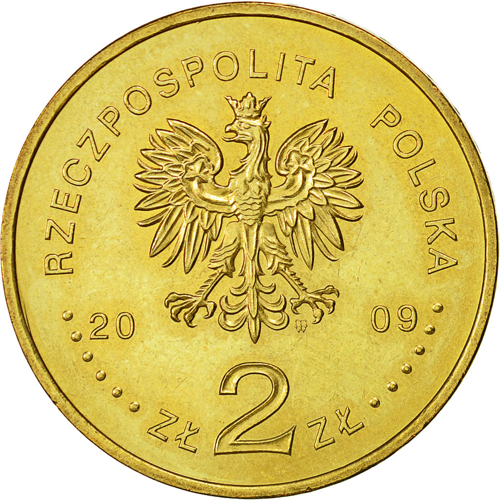 Coin, Poland, 2 Zlote, 2009, Warsaw, MS(60-62), Brass, KM:694