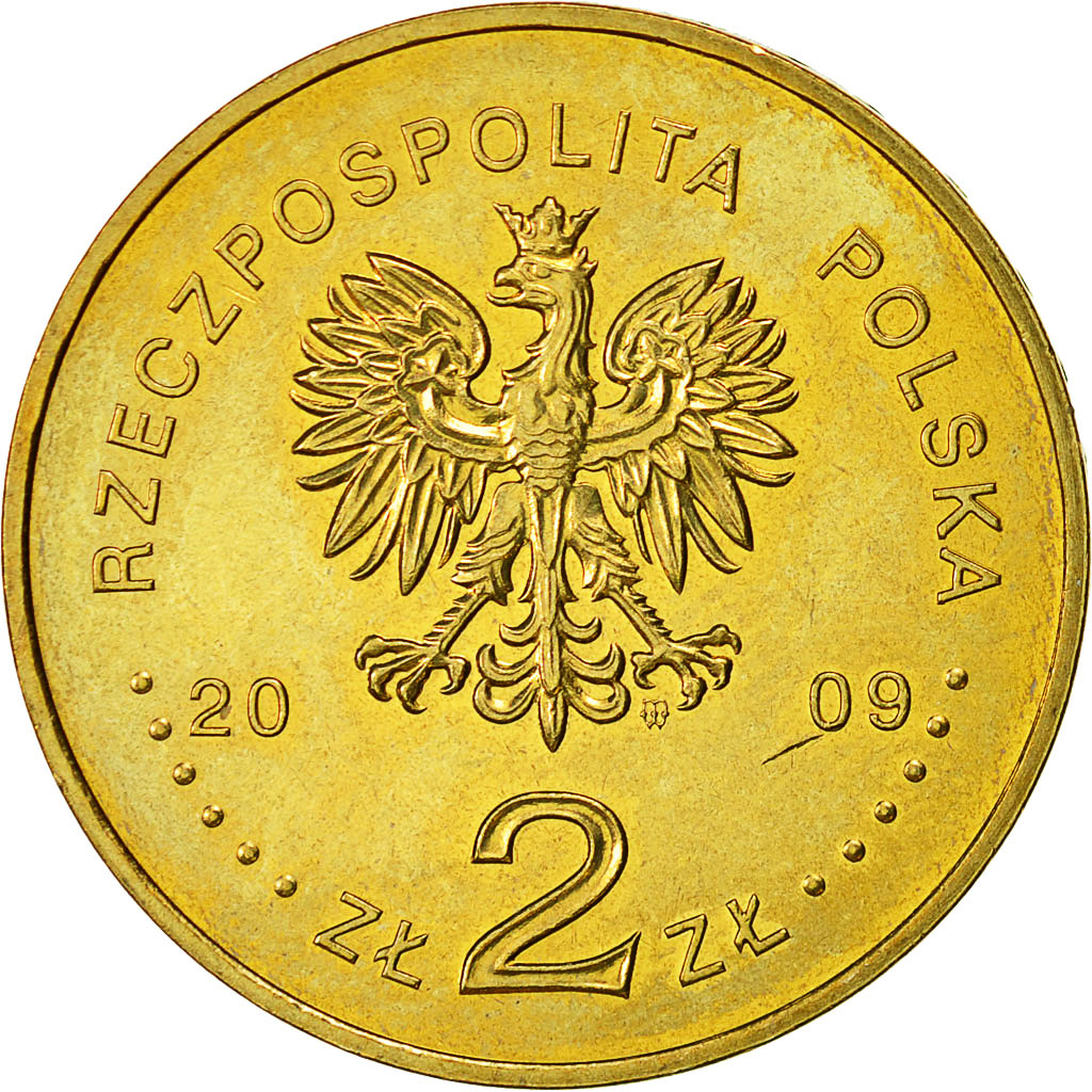 Coin, Poland, 2 Zlote, 2009, Warsaw, MS(60-62), Brass, KM:700