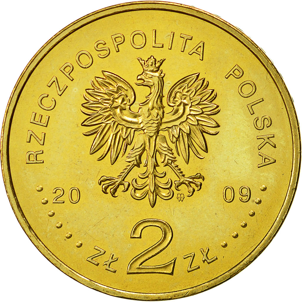 Coin, Poland, 2 Zlote, 2009, Warsaw, MS(60-62), Brass, KM:710