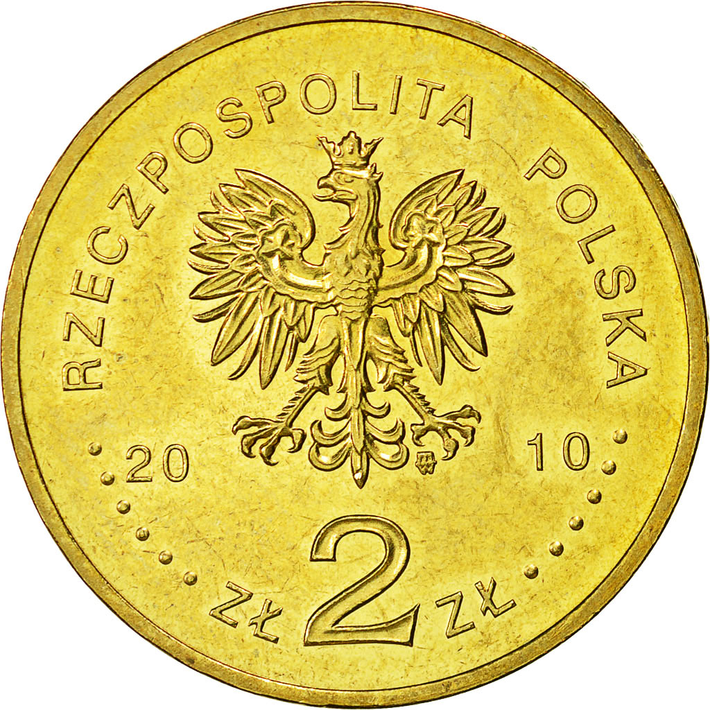 Coin, Poland, 2 Zlote, 2010, Warsaw, MS(60-62), Brass, KM:735