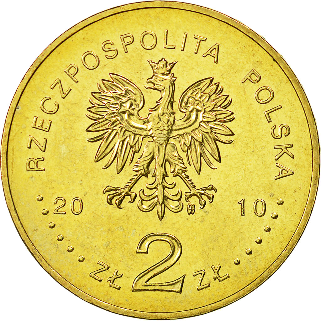 Coin, Poland, 2 Zlote, 2010, Warsaw, MS(60-62), Brass, KM:760