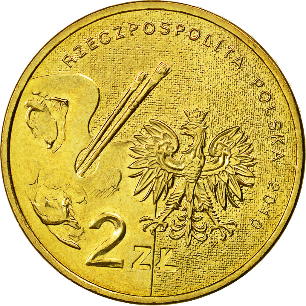 Coin, Poland, 2 Zlote, 2010, Warsaw, MS(60-62), Brass, KM:746