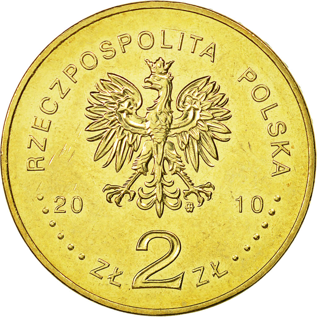 Coin, Poland, 2 Zlote, 2010, Warsaw, MS(60-62), Brass, KM:744
