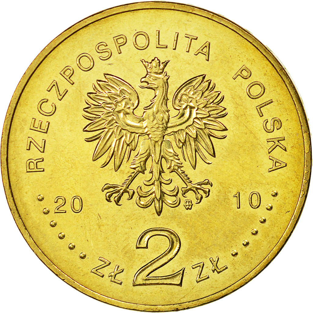 Coin, Poland, 2 Zlote, 2010, Warsaw, MS(60-62), Brass, KM:742