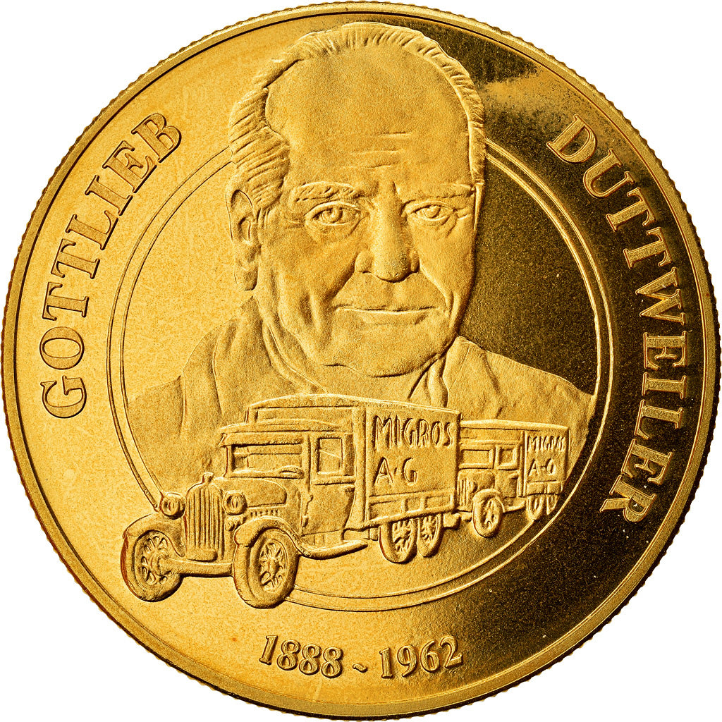 Suiza, medalla, Gottlieb Duttweiller, Automobile, SC+, Cobre - níquel dorado