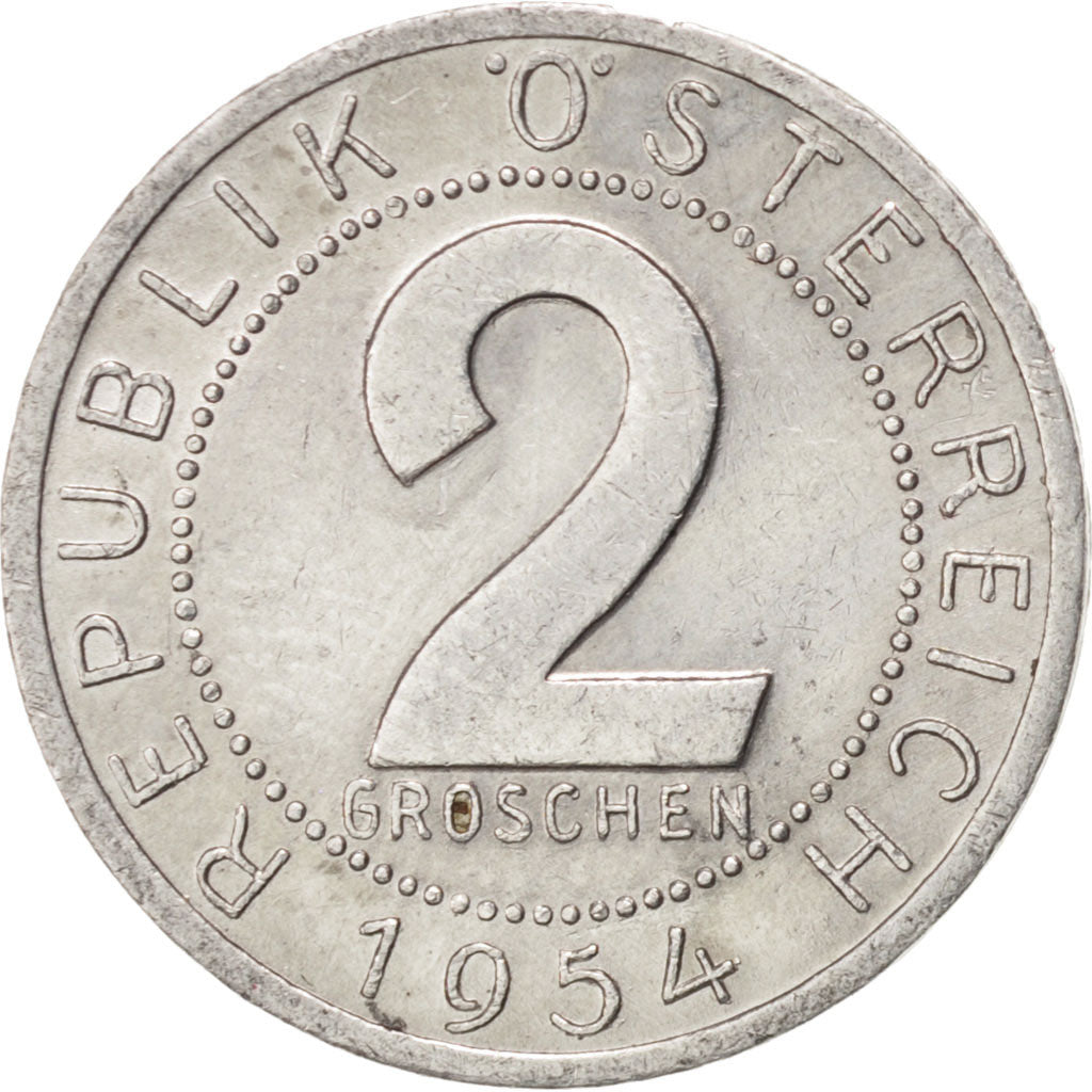 Moneta, Austria, 2 Groschen, 1954, SPL, Alluminio, KM:2876