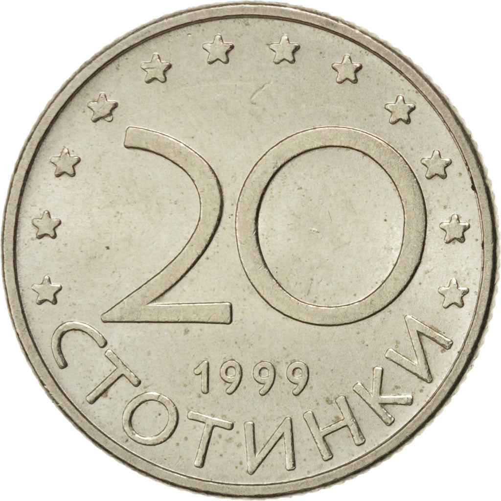 Münze, Bulgarien, 20 Stotinki, 1999, UNZ, Copper-Nickel-Zinc, KM:241