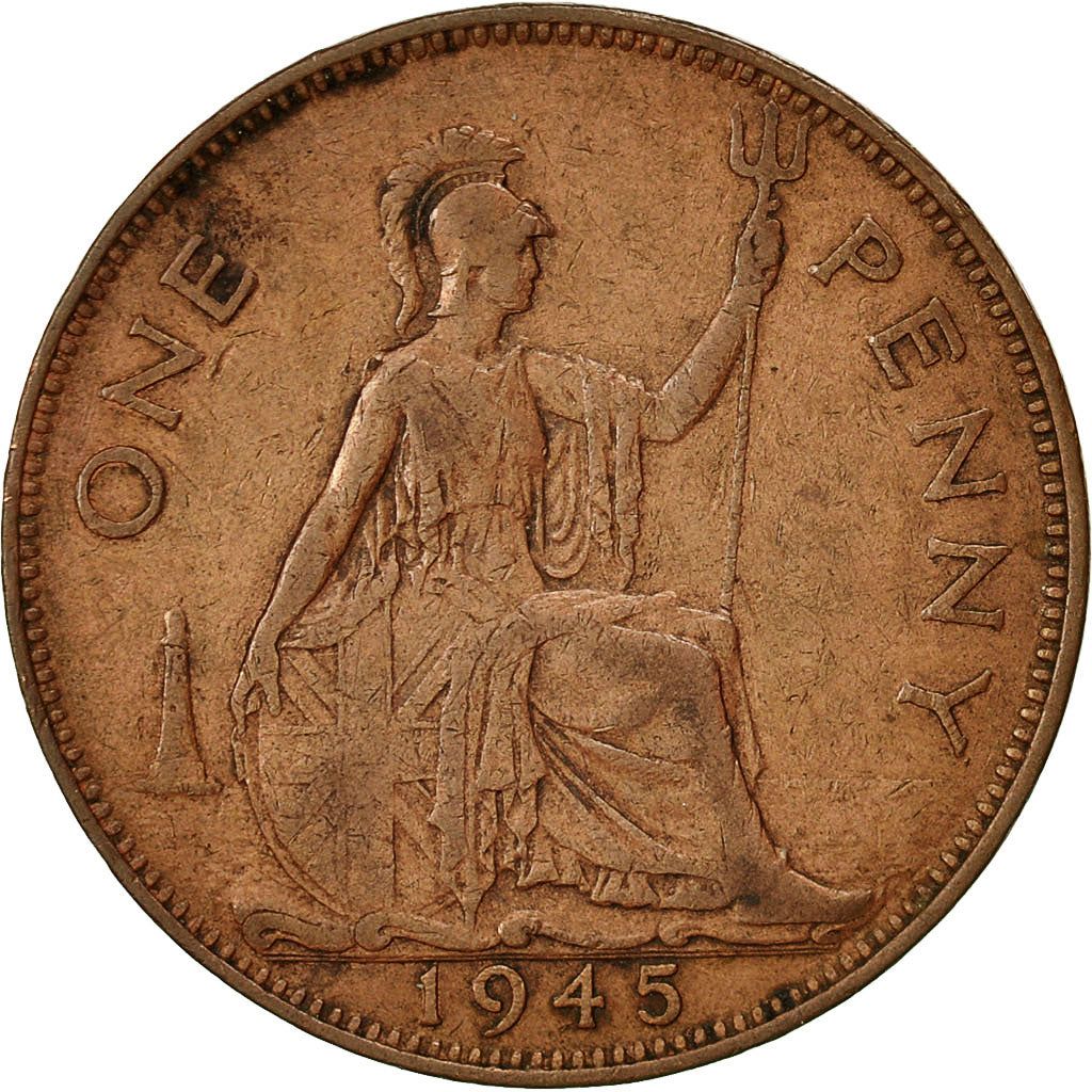 Coin, Great Britain, George VI, Penny, 1945, EF(40-45), Bronze, KM:845