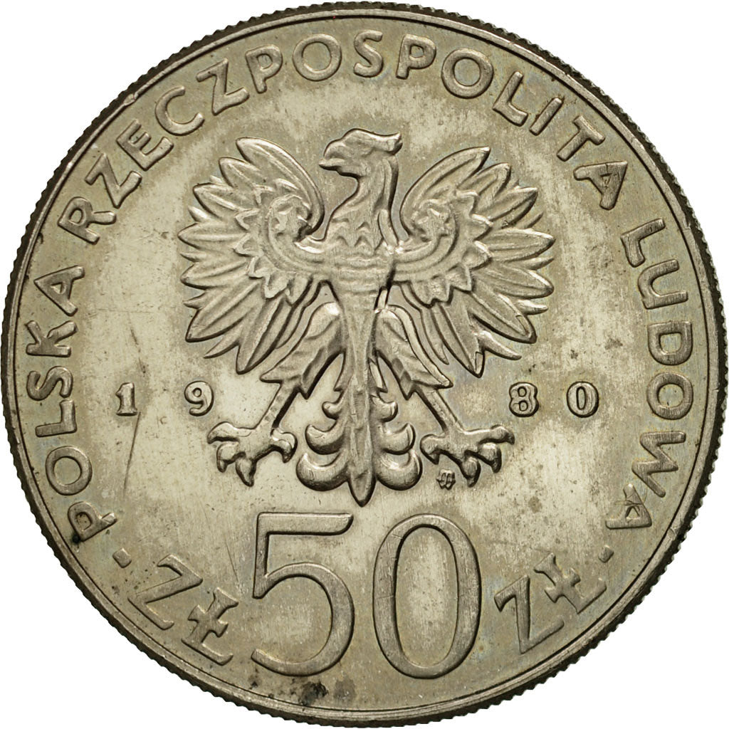 Coin, Poland, 50 Zlotych, 1980, Warsaw, AU(55-58), Copper-nickel, KM:117