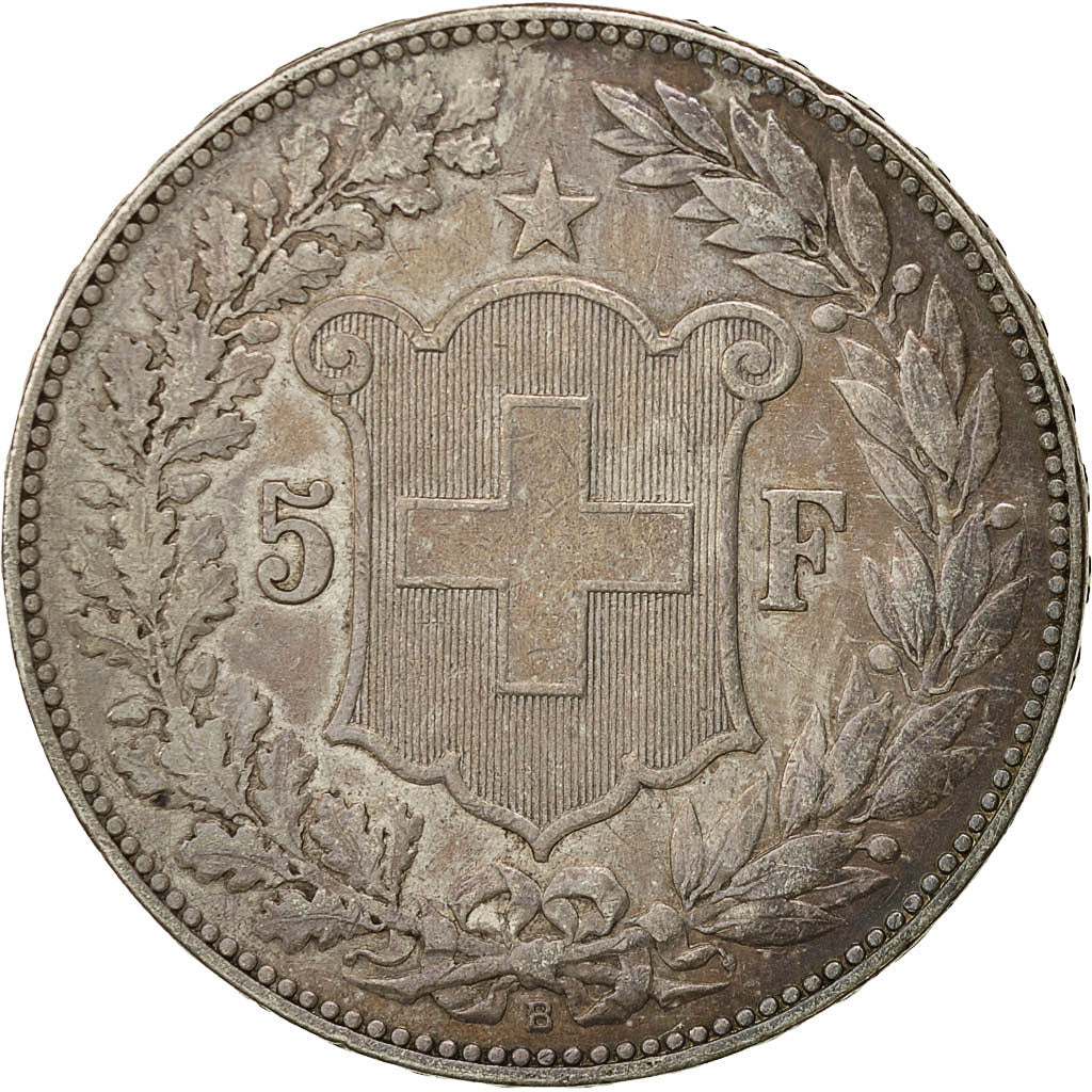 Switzerland, 5 Francs, 1890, Bern, Silver, EF(40-45), KM:34
