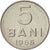 Münze, Rumänien, 5 Bani, 1966, SS+, Nickel Clad Steel, KM:92
