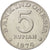 Moneda, Indonesia, 5 Rupiah, 1974, SC, Aluminio, KM:37