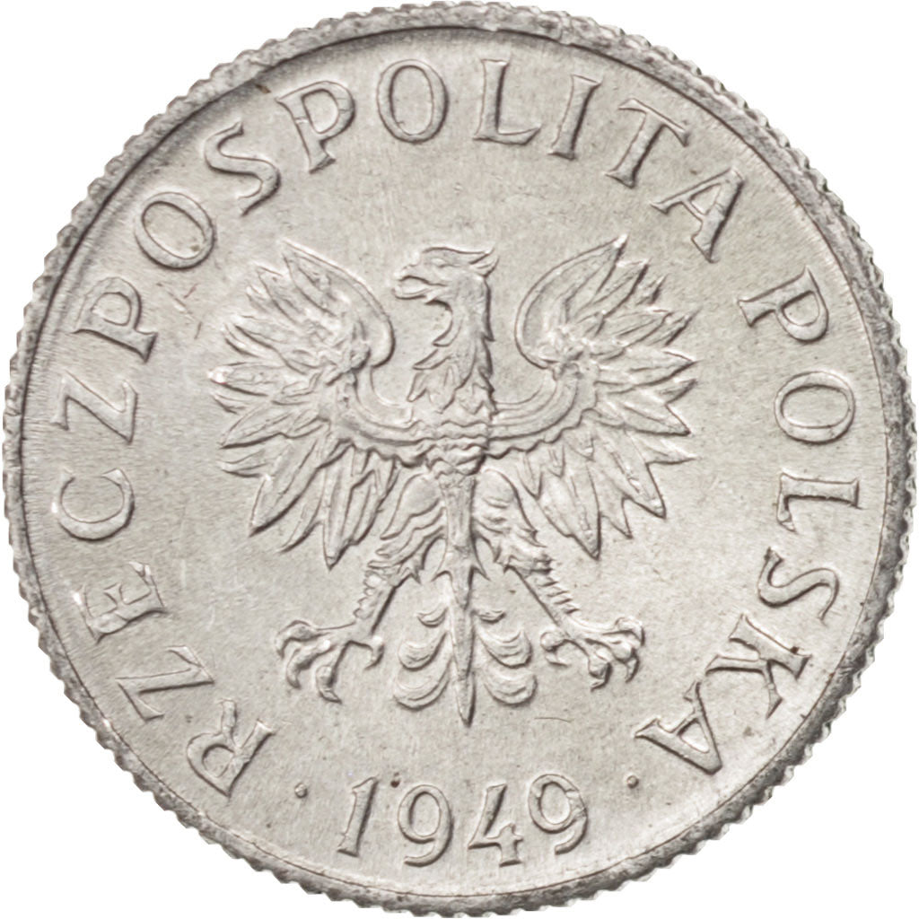 Moneda, Polonia, Grosz, 1949, SC, Aluminio, KM:39