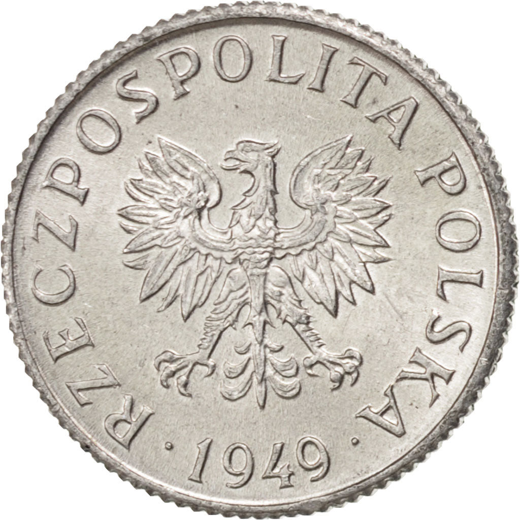 Moneda, Polonia, Grosz, 1949, SC, Aluminio, KM:39