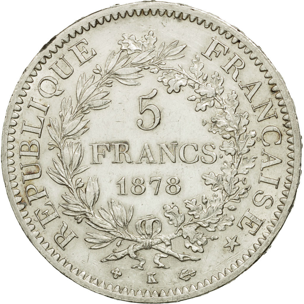 France, 5 Francs, Hercule, 1878, Bordeaux, Silver, AU(55-58), Gadoury:745a