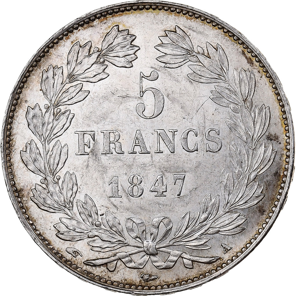 France, Louis-Philippe I, 5 Francs, 1847, Paris, Silver, NGC, MS62