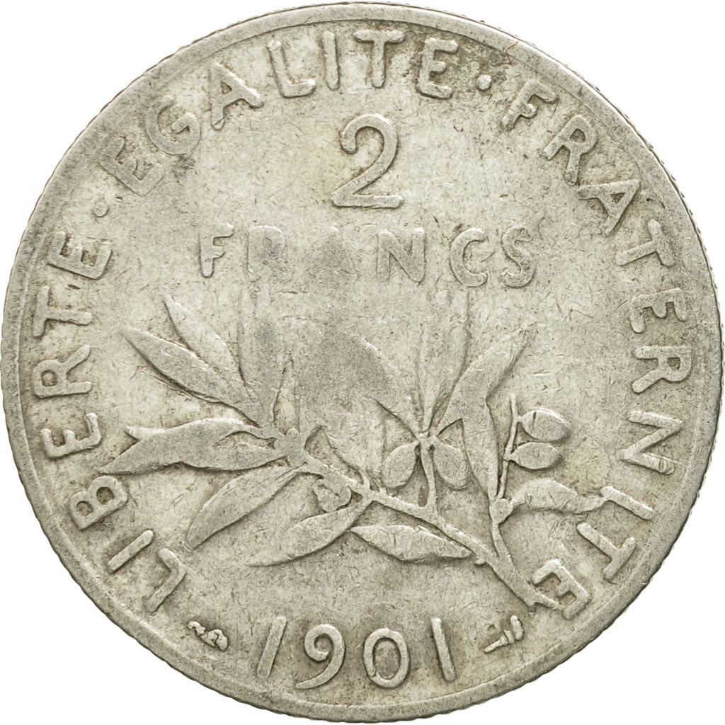 Coin, France, Semeuse, 2 Francs, 1901, Paris, VF(30-35), Silver, KM:845.1
