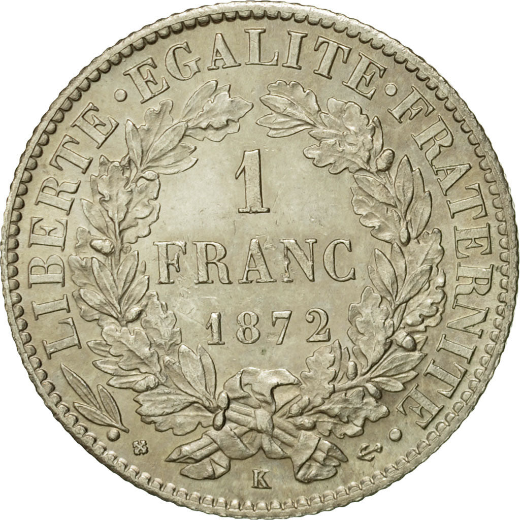 France, Franc, Cérès, 1872, Bordeaux, Argent, SUP+, Gadoury:465a, KM:822.2